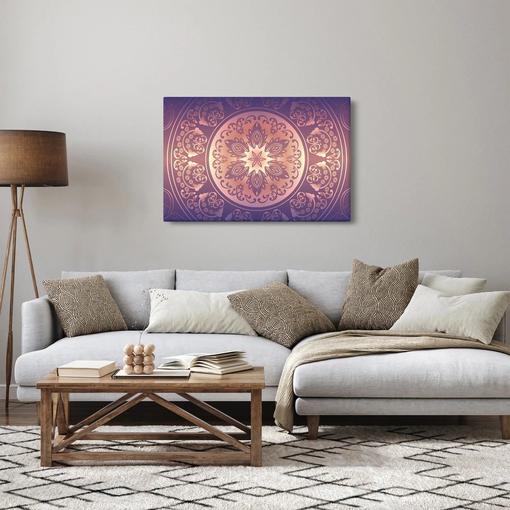 Tablou - Mandala pe gradient violet (90x60 cm)