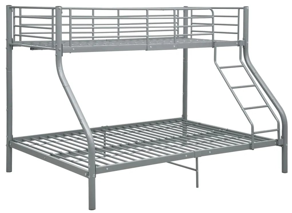 287904 vidaXL Cadru de pat supraetajat, gri, 140 x 200/90 x 200 cm, metal