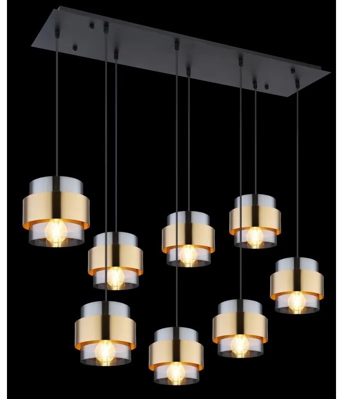 Lustra cu 8 pendule design modern MILLEY negru, auriu