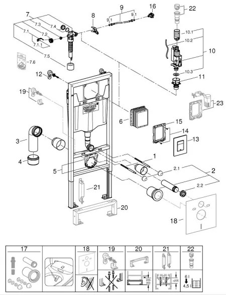 GROHE 38772001 - Set de instalare pentru montaj frontal RAPID SL 1,13 m