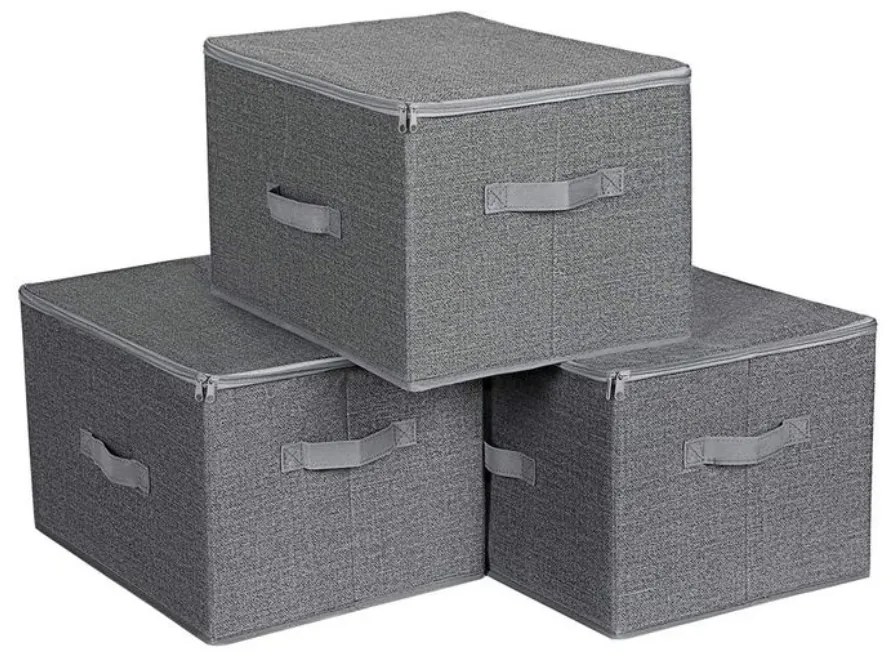 SongmicsHome Cutii de depozitare ELVIS, 3 buc, 40x30x25cm, gri