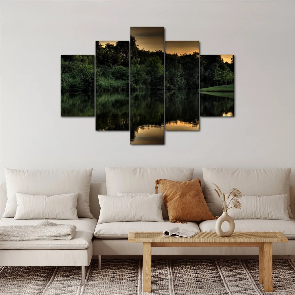 Tablou cu lac în pădure (150x105 cm)