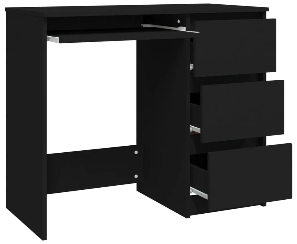 Birou, negru, 90x45x76 cm, lemn prelucrat
