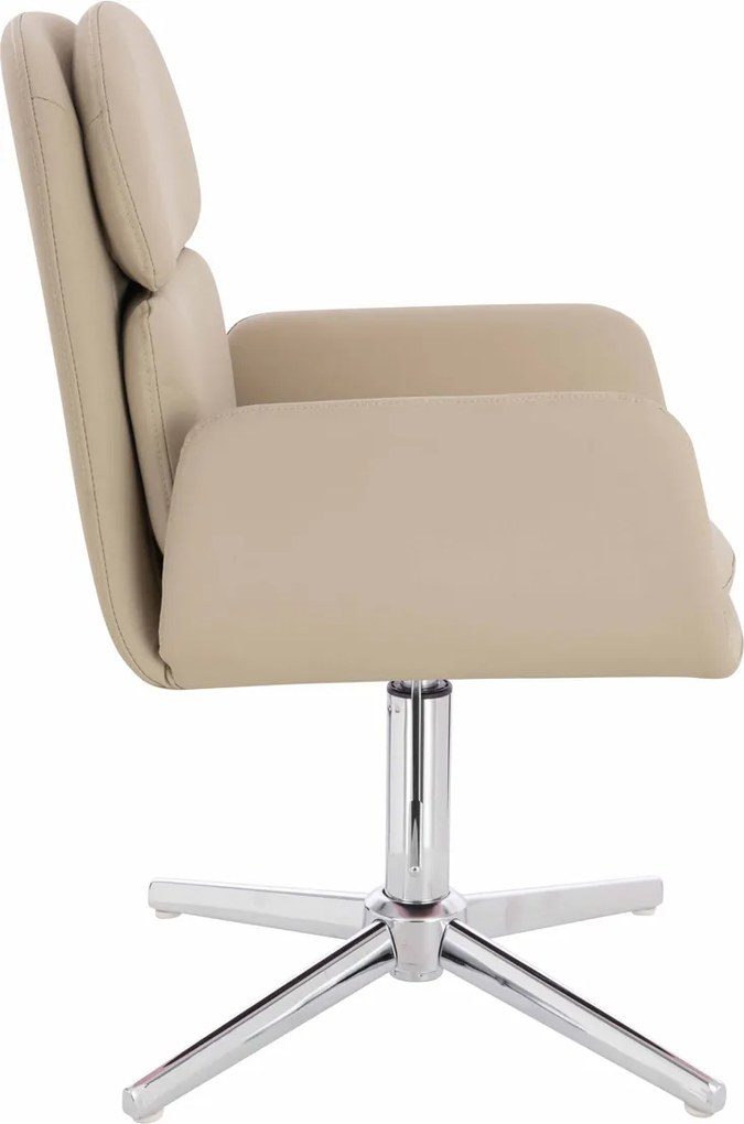 HR480CROSS Scaun Crem Piele Ecologica Premium Soft cu Bază Cromata