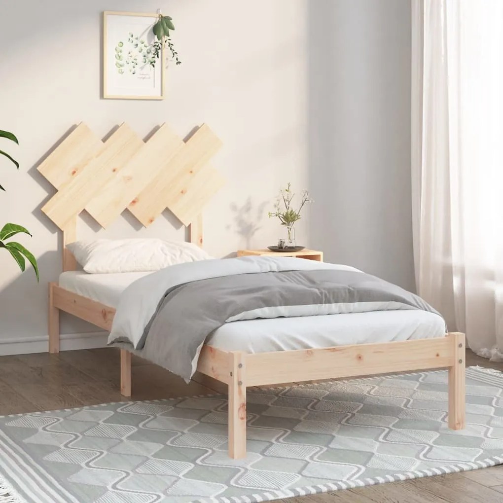 3104833 vidaXL Cadru de pat single 3FT, negru, 90x190 cm, lemn masiv