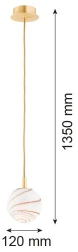 Lustră pe cablu Argon 8450 ALMIROS 1xE14/7W/230V d. 12 cm auriu