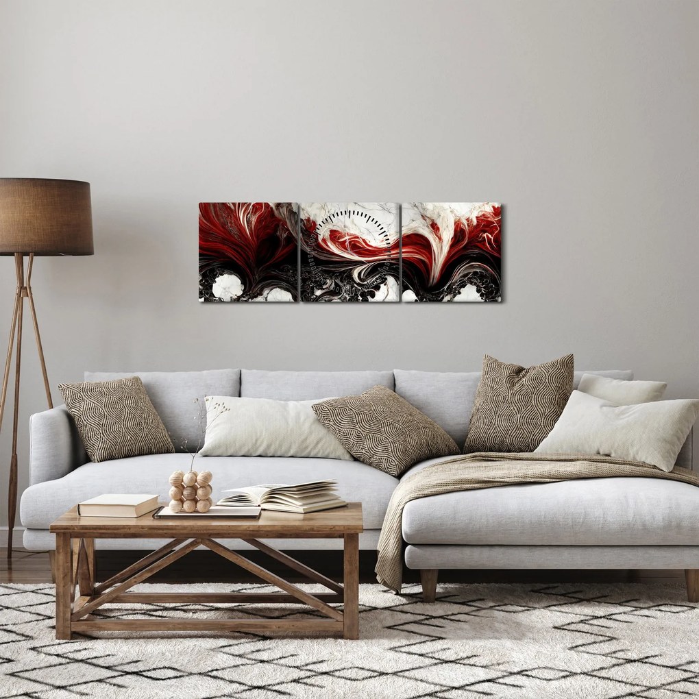 Tablou - Abstract marmură (cu ceas) (90x30 cm)