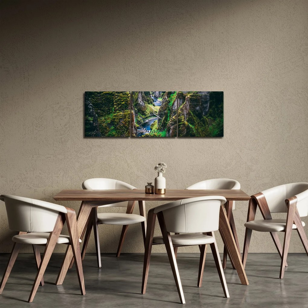 Tablou - Râu într-o vale stâncoasă (cu ceas) (90x30 cm)