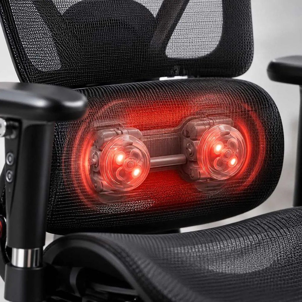 Scaun ergonomic cu masaj și încălzire, mânere 3D și spătar rabatabil SYYT 9522 negru