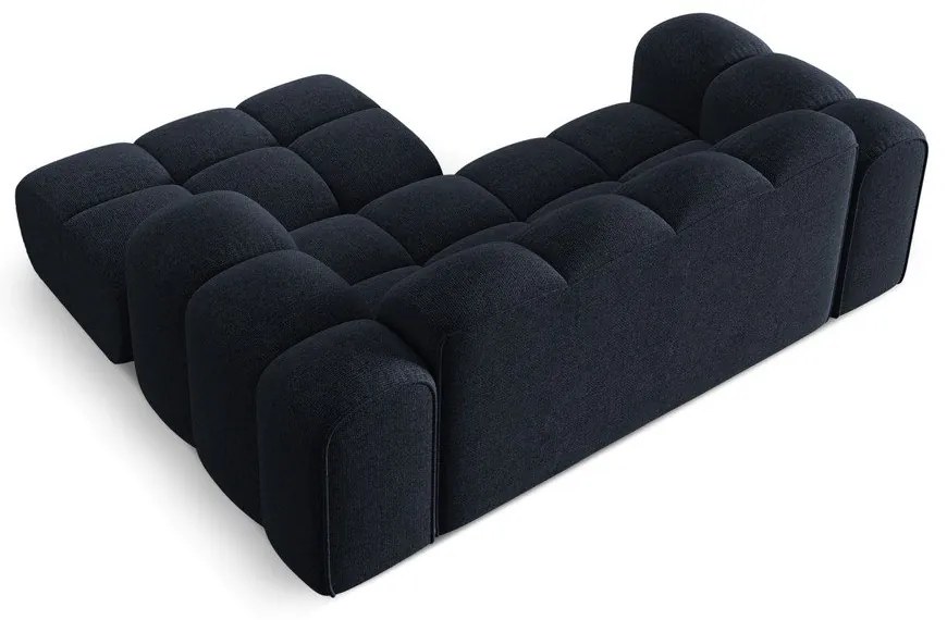 Colțar albastru închis cu tapițerie din chenille (cu colț pe partea dreaptă/cu șezlong) Treno – Cosmopolitan Design