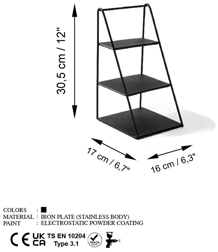 Suport bijuterii GED-011 Negru 16x30.5x17 cm