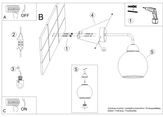 Lampă de perete ALINO 1xE27/60W/230V neagră Sollux SL.1139