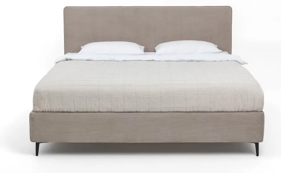 Pat dublu tapițat taupe cu saltea / somieră 180x200 cm Noira Slim - Bonami Selection
