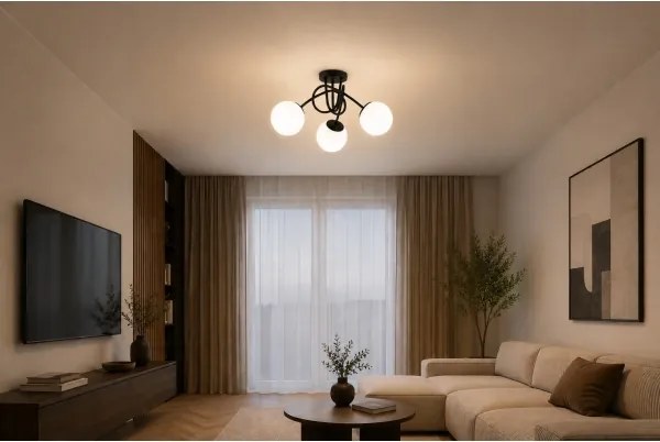 Brilagi - Lustră aplicată MILO 3xE27/60W/230V neagră