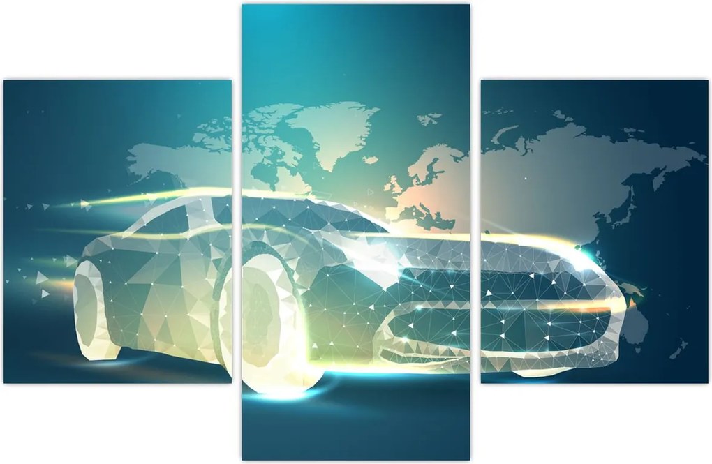 Tablou - Mașină din forme geometrice (90x60 cm)