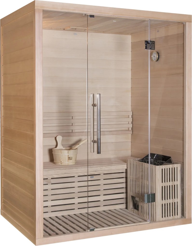 Sauna finlandeza de interior, 150x105 cm pentru 2 persoane, lemn de hemlock, Igneus Wellis