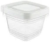 Set de 3 Cutii alimentare pătrate cu Capac Alb de 1360 ml