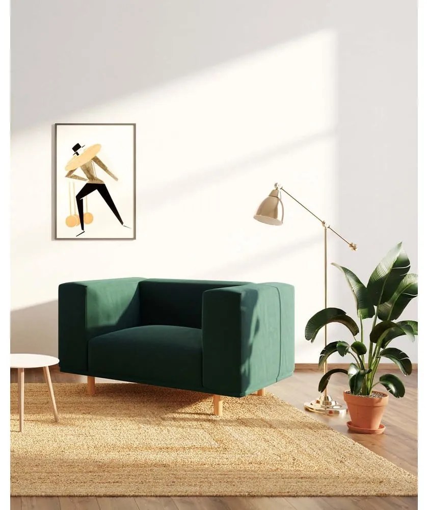 Fotoliu de relaxare verde închis cu tapițerie din catifea Kukumo – Ame Yens
