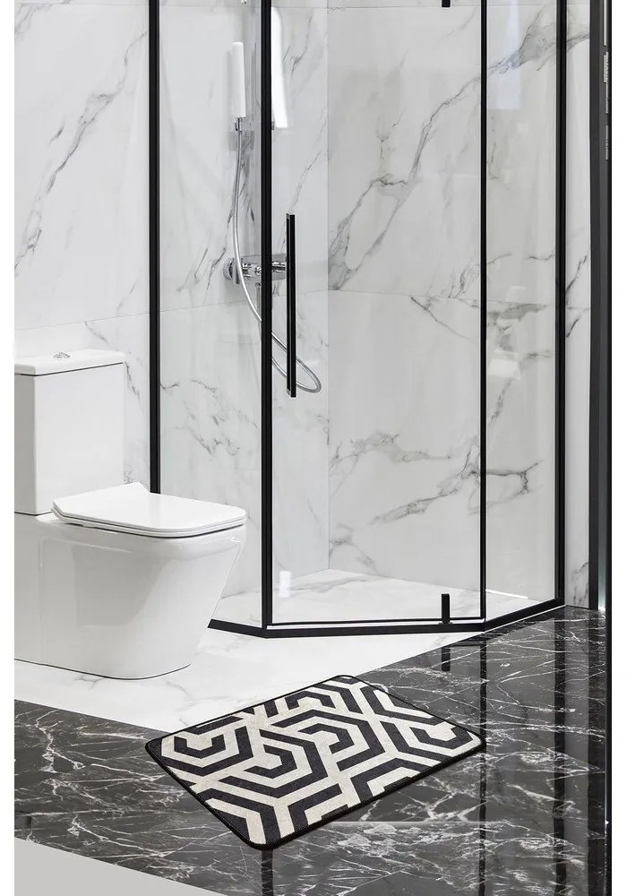 Covoraș de baie alb/negru 60x40 cm Line - Foutastic