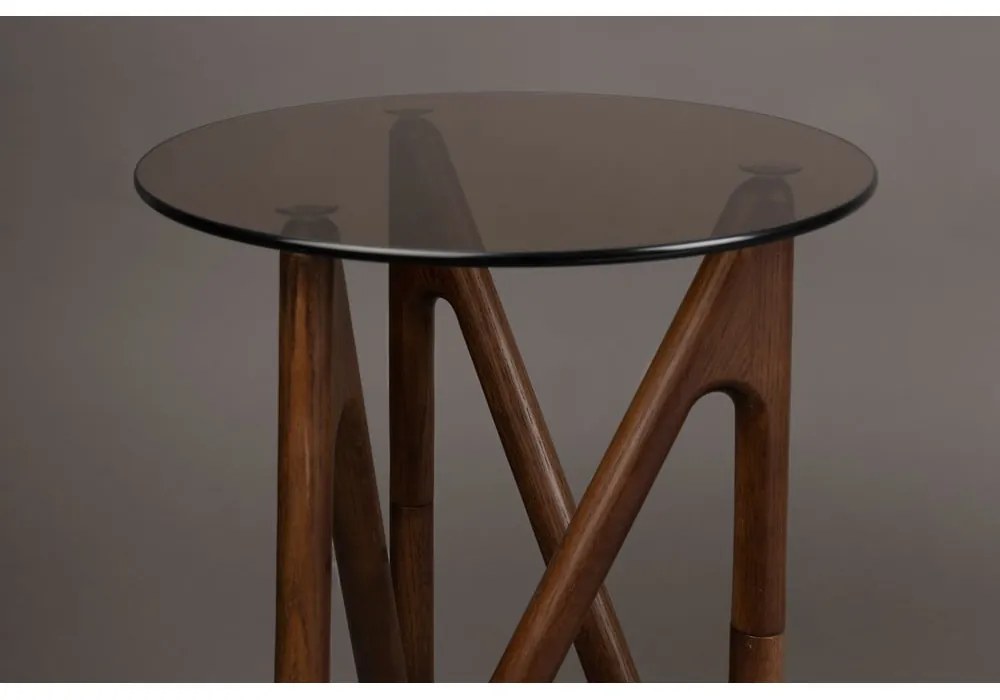 Măsuță auxiliară rotundă cu blat din sticlă ø 40 cm Naia – Dutchbone