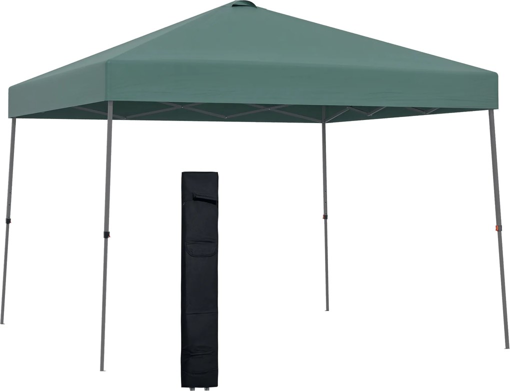 Outsunny Pavilion pliabil 300x300 cm, cort de grădină cu geantă de transport cu roți, impermeabil, cadru din oțel, pentru exterior, petreceri, camping, verde | Aosom Romania