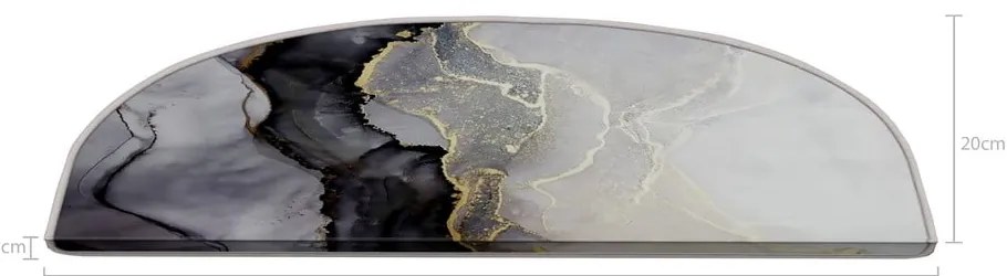 Covorașe pentru scări negre-albe 16 buc. 20x65 cm Golden Marble – Vitaus