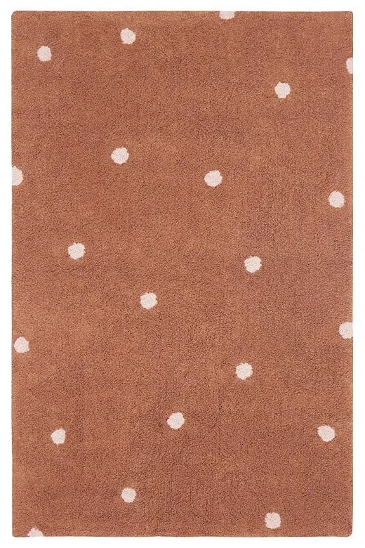 Covor pentru copii cărămiziu lavabil/țesut manual din bumbac 100x150 cm Mini Dot Chestnut – Lorena Canals