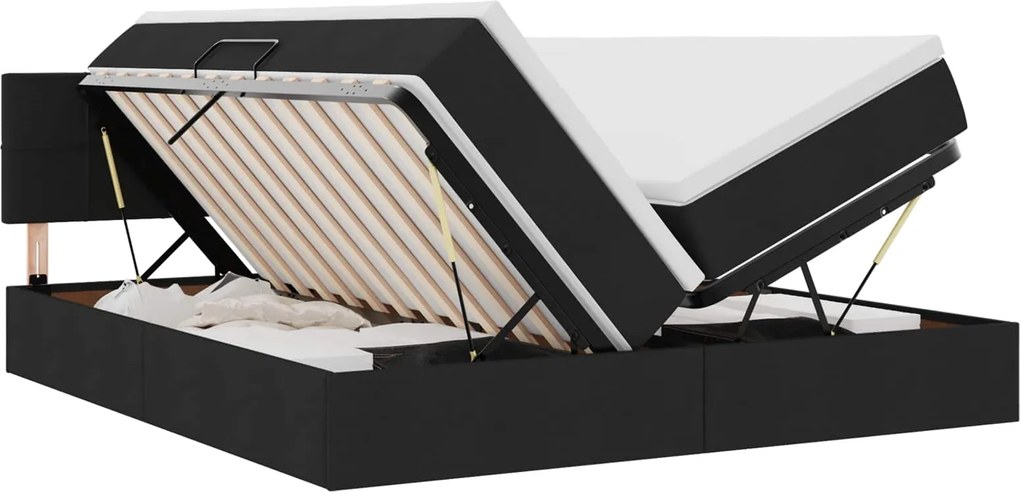 vidaXL Pat cu storage cu saltea Negru 180 x 200 cm Piele artificială