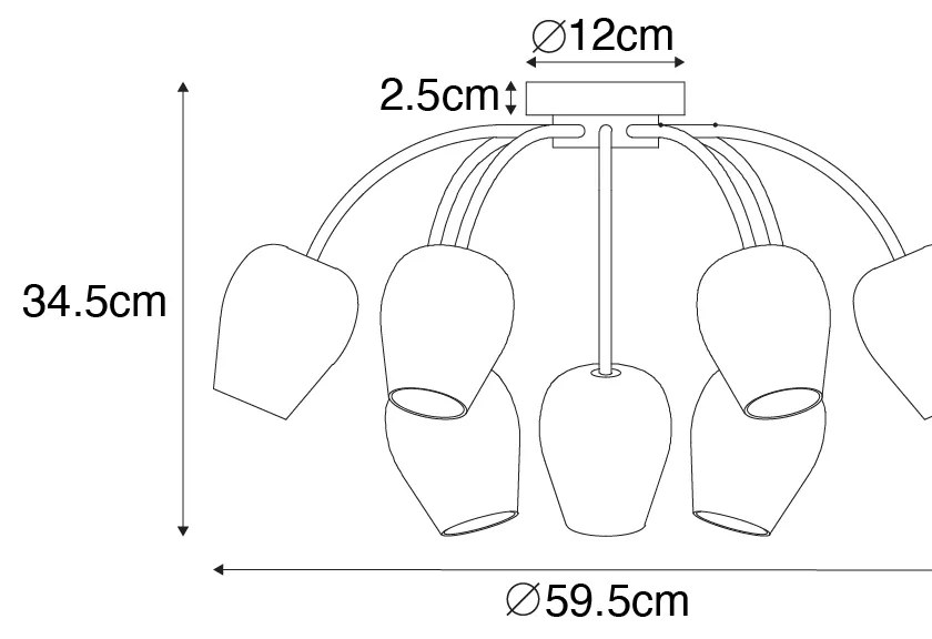 Plafoniera clasică aurie cu sticlă 9 lumini - Elien