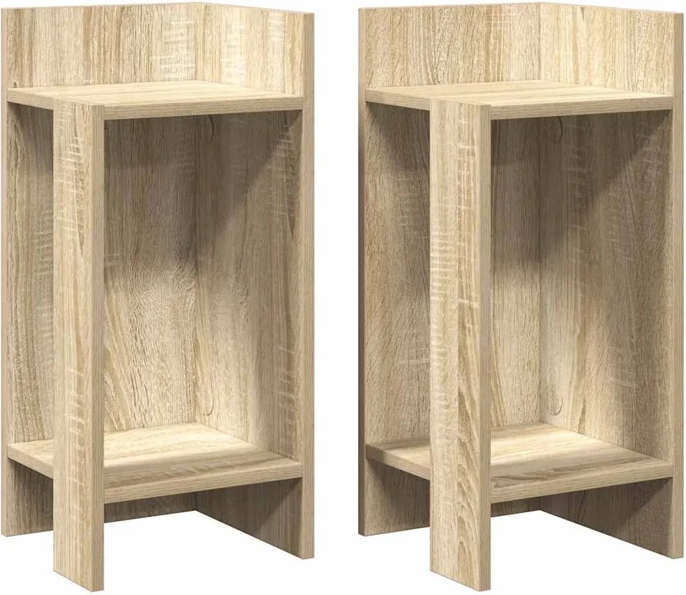 vidaXL Mese laterale 2 buc cu raft Stejar Sonoma 25,5x27x60 cm