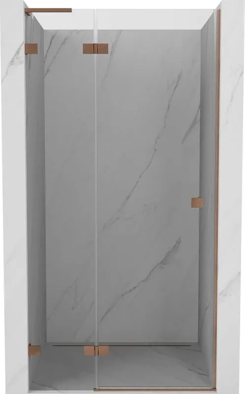 Mexen Lunar L uși de duș batante stânga 125 cm, transparente, cupru periat - 834L-125-000-65-00-L