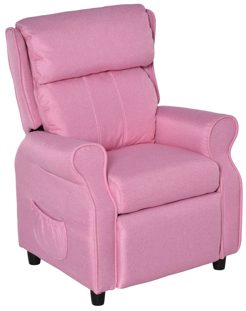 HOMCOM Kindersofa Kindercouch Kindersessel Sessel Liegesofa reglabil cu suport pentru picioare pentru copii între 3-5 ani băieți și fete Roz 58 x 53 x 70 cm | Aosom Romania
