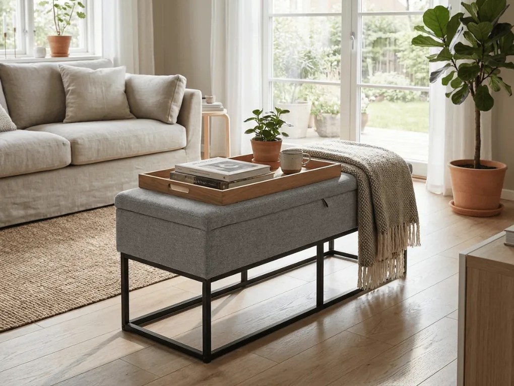 Banca cu spatiu de depozitare TAURO 112x48 cm, gri