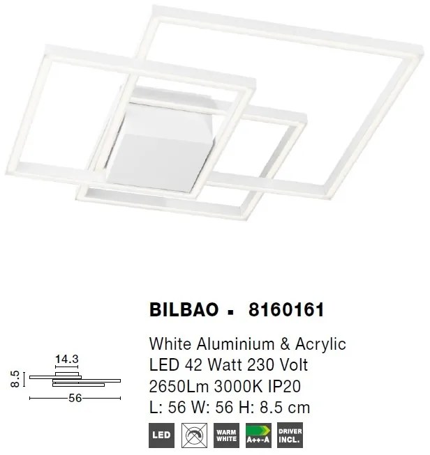 Lustra LED aplicata design modern geometric BILBAO 42W alba NVL-8160161