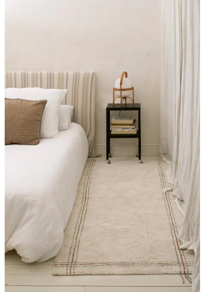 Covor tip traversă crem lavabil/țesut manual din bumbac 80x230 cm Cuisine Natural – Lorena Canals