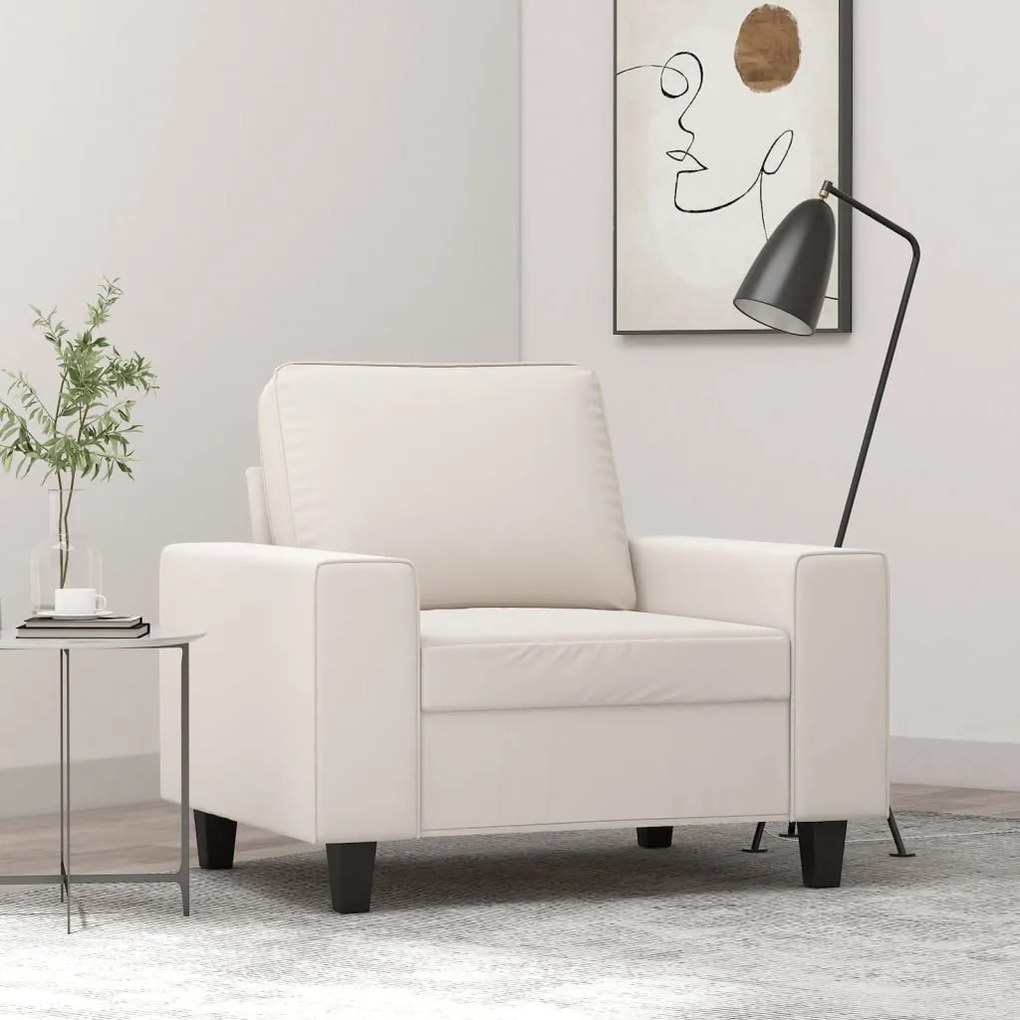348974 vidaXL Fotoliu canapea, bej, 60 cm, textil microfibră