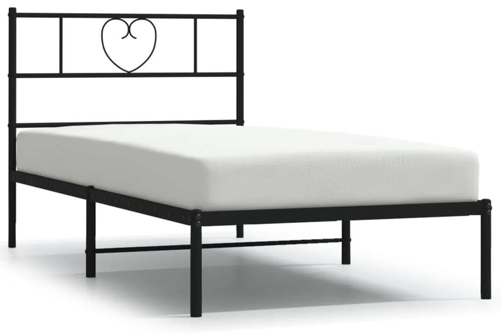 355453 vidaXL Cadru de pat metalic cu tăblie, negru, 75x190 cm
