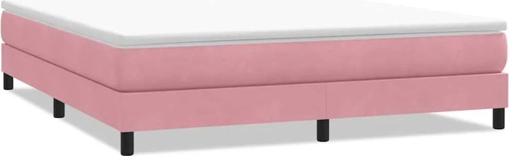 vidaXL Pat cu arcuri fără saltea roz 180x220 cm catifea