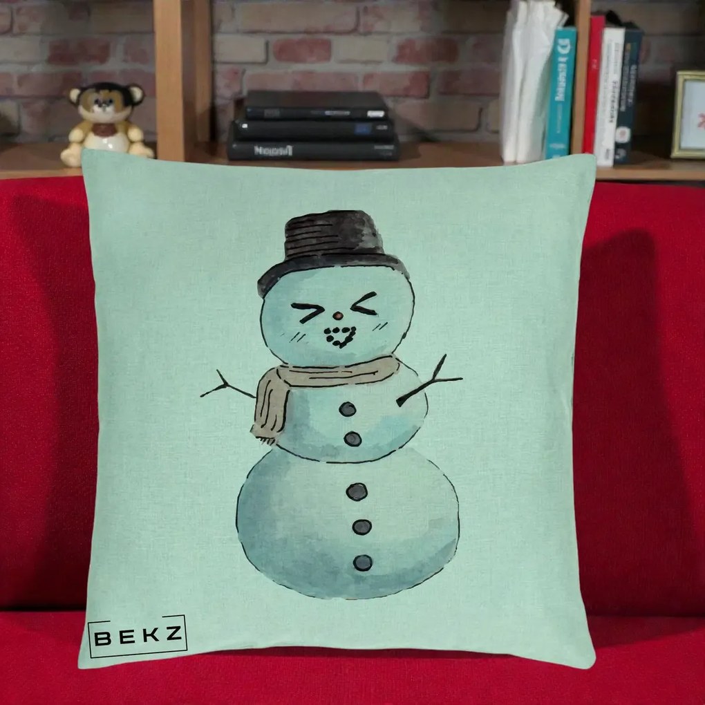 Perna Decorativa Om de Zapada Kawaii Haios, 40x40 cm, Verde Menta, Husa Detasabila, Perna Inclusa, BEKZ®