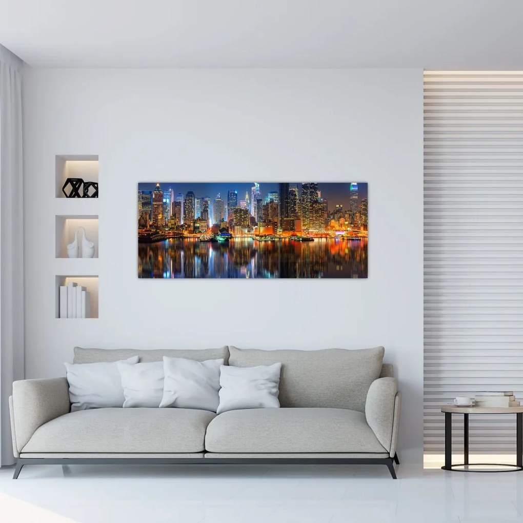 Tablou cu Manhattan noaptea (120x50 cm)