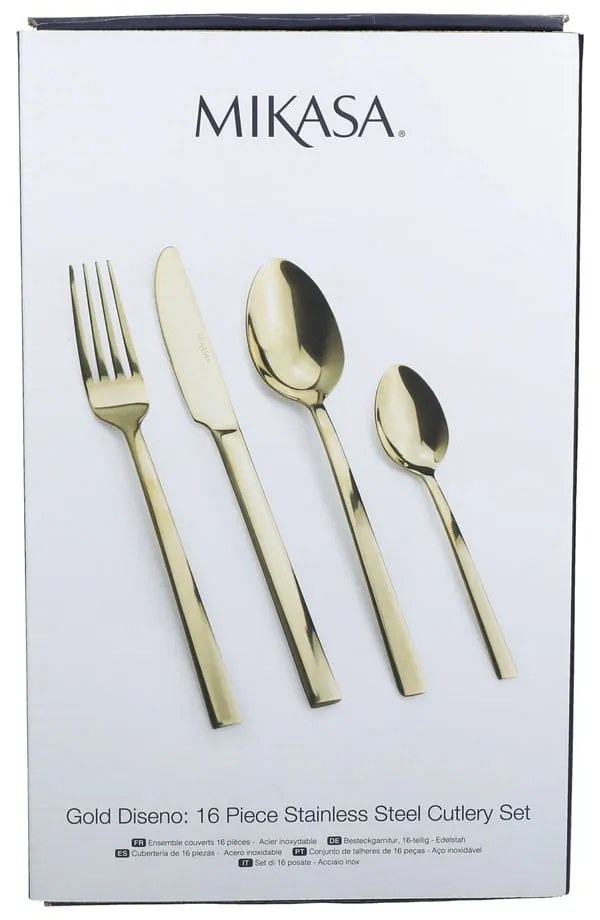 Tacâmuri din oțel inoxidabil în set de 16 piese de culoare aurie Mikasa Diseno - Kitchen Craft