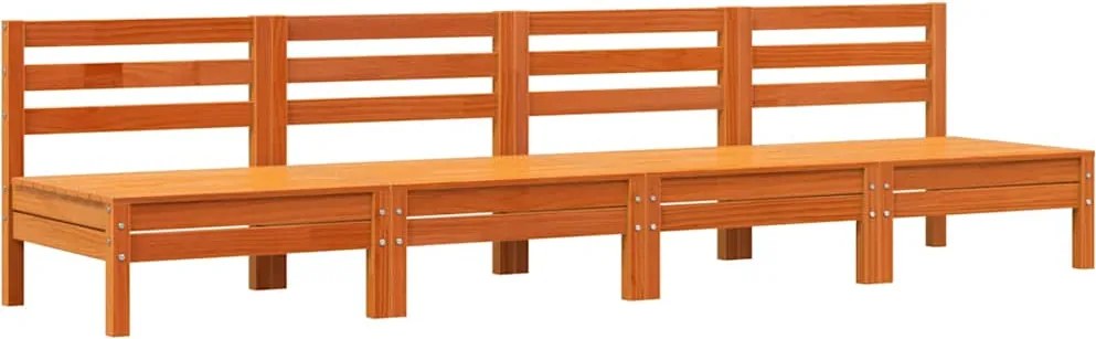 vidaXL Canapea grădină fără cotiere 4 buc. maro ceruit, lemn masiv pin