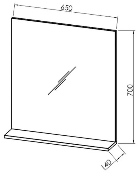 Oglinda baie cu etajera gri deschis, 65 cm, KolpaSan Lana Gri deschis, 650x700x140 mm