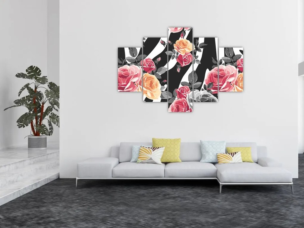 Tablou cu trandafiri înfloriți (150x105 cm)