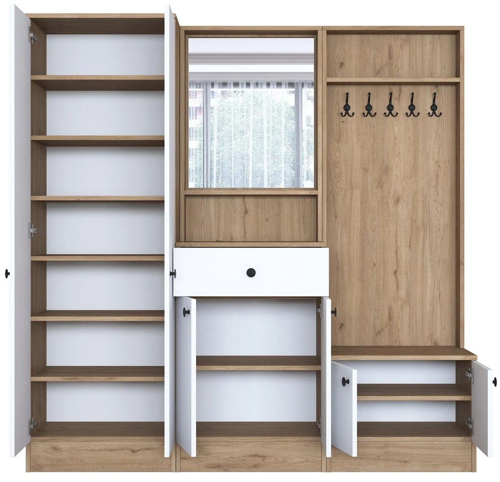Mobilier hol Pixie 2 (nuc + alb) (cu oglindă). 1102449