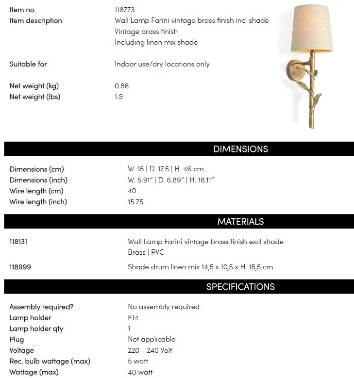 Aplica de perete LUX design deosebit Farini