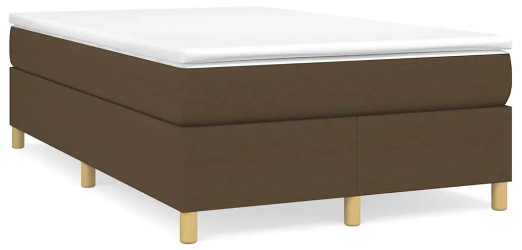 vidaXL Pat box spring cu saltea, maro închis, 120x190 cm, textil