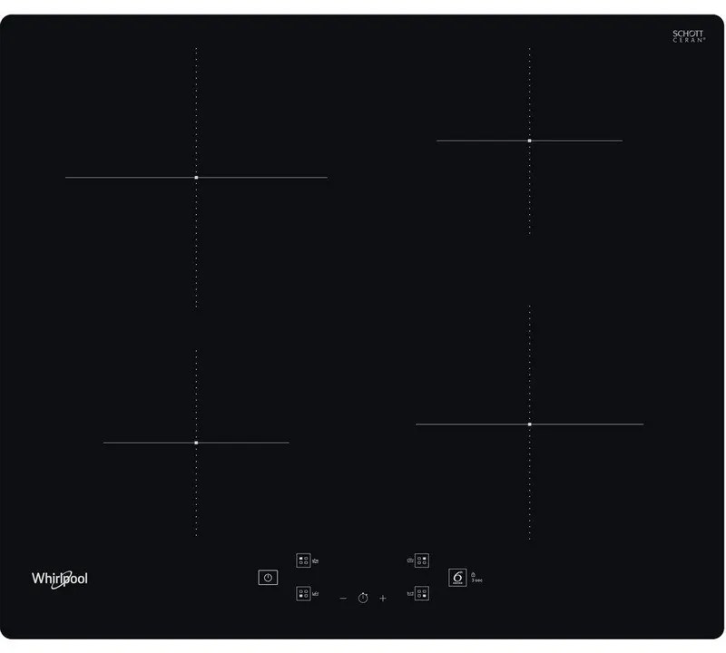 Plita vitroceramica cu inductie incorporabila Whirlpool WS Q2160 NE, 7200W, 4 zone 6th Sense, 9 trepte, Timer, Negru