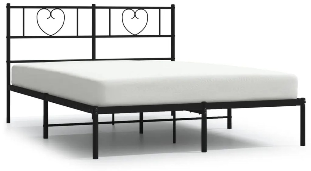355461 vidaXL Cadru de pat metalic cu tăblie, negru, 120x200 cm