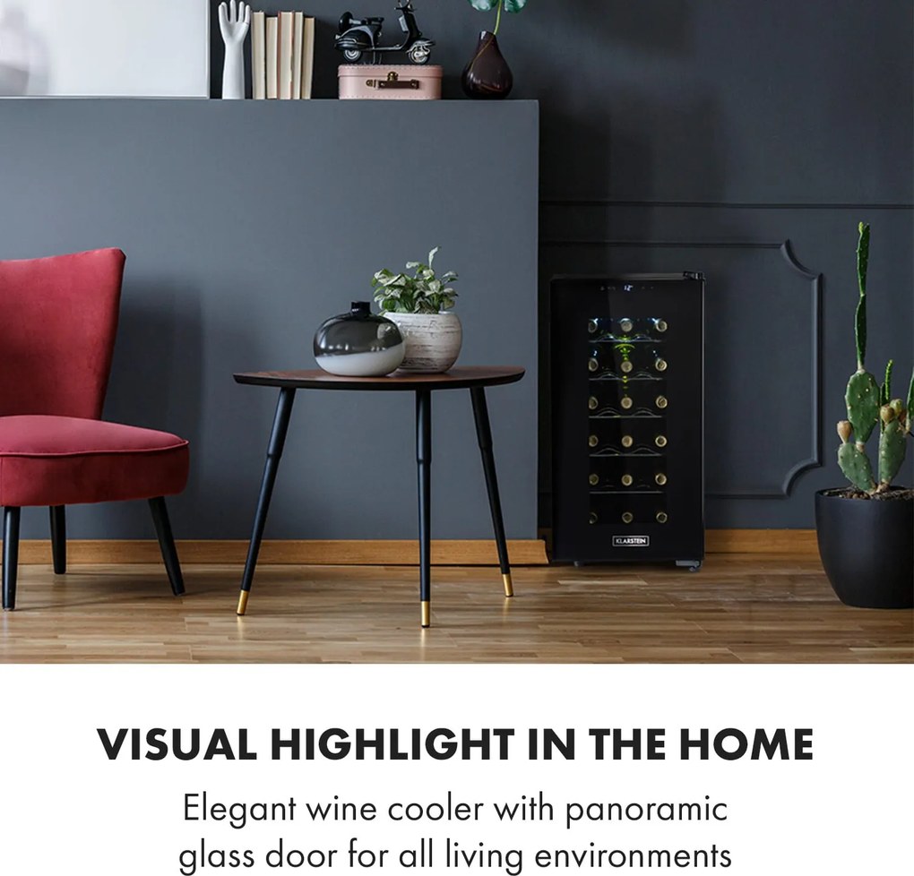 Klarstein Bellevin 18 Uno, răcitor de vinuri, 52 de litri, 11 - 18 ° C, o zonă